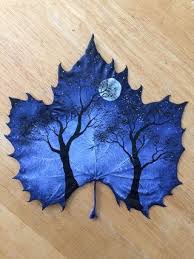Prussian Blue Night Acrylic 15 X12 Art Dry Leaf Art Leaf Art Amazing Art Painting