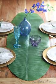 Create An Extraordinary Dramatic Statement With This Large Faux Banana Leaf Table Runner In Dark Green Leaf Table Green Leaf Decor Banana Leaf