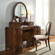Furniture Bedroom Retro Dark Brown Varnished Teak Wood Make Up Table With Hutches And Framed Oval Mirror Bedroom Vanity Set Bedroom Vanity Bedroom Vanity Table