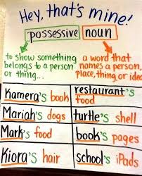 singular possessives anchor chart reading writing noun