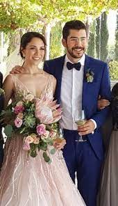 Blush Pink Bride And Royal Blue Groom Blue Wedding Dresses Blue And Blush Wedding Blue Bride