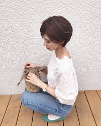 yuriさんはinstagramを利用しています カゴポシェットが軽くて使い易い 上の結べるところがカゴをはみ出る大きさのとこがかわいい bag dolce select セレクトショップdolce earring chabi222 ショート 美人 ショートカット ヘアスタイリング