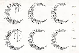 Download Moon Svg Floral Crescent Moon Svg Cut Files 899886 Illustrations Design Bundles