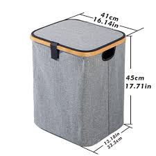 This hamper can hold up to 2.2 bushels of clothing and has a lightweight polyethylene construction to make transporting clothing from your bedroom to your laundry room and back simple. Gray Encozy Sturdy Bamboo Laundry Hamper Laundry Basket Foldable Oxford Cloth Hamper With Lid Toys Games Kids Furniture Decor Storage Kiririgardenhotel Com