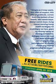 FREE MRT-3 RIDES FOR AFP PERSONNEL
