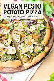 Pesto Potato Pizza Dairy Free Pizza Vegan Pizza Recipe Healthy Pizza Recipes