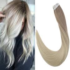 2pcs 20 inches wavy 3/4 full head clip in hair extensions ombre one piece 2 tones (chocolate brown/dark blonde) dl. Laavoo 14 Inch 100 Real Human Hair Tape In Extensions Dip Dye Ombre Color Ash Blonde Fading To Platinum Blonde Hair Extensions With Glue 20pcs 50g Package 18 60 Buy Online In Pakistan At