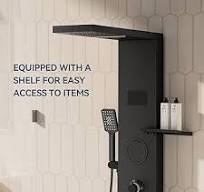 Homevacious 4 In 1 Shower Panel Shelf LED Rainfall Shower ...