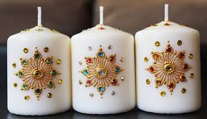 Set Of 5 Crystal Henna Candles Henna Inspired Home Wedding Henna Candles Mehndi Candles Custom Candles