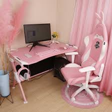 Pink Desk Pink Gaming Chair Pink Keyboard And Headset Every Thing Is Pink So How About Pink Quantum Light You Can In 2020 Game Room Kids Pink Desk Game Room Design