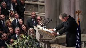 Bush, at a state funeral in washington.the 43rd president said his father. George W Bush Eulogizes His Father A Genuinely Optimistic Man Abc7 New York