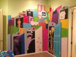 Monsters Inc Handpainted Wall Mural On Canvas Monsters Inc Bedroom Monsters Inc Room Monsters Inc Decorations