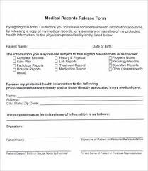 Release Of Records Form Medical Records Medical Protected Health Information