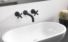 Black wall faucet, delta ara collection matte black finish two handle wall mount bathroom matte black wall mount kitchen sink faucet 6 inch center mixer tap 360 degree swivel spout double cross. áˆ Aquatica Celine 242 Wall Mounted Sink Faucet Black Matte Buy Online Best Prices