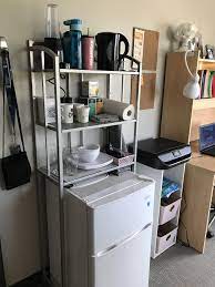 Space Saving Dorm Room Idea To Create Mini Kitchen Dorm Room Kitchen College Dorm Room Decor Dorm Room Inspiration