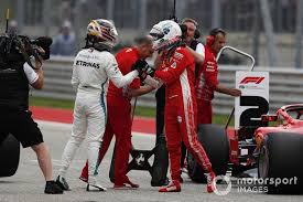 Pole Sitter Lewis Hamilton Mercedes Amg F1 Celebrates In Parc Ferme With Sebastian Vettel Ferrari Mercedes Amg Ferrari Lewis Hamilton