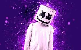 تحميل خلفيات 4k Dj Marshmello البنفسجي النيون أمريكا دي جي