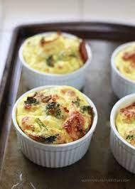 Overnight Mini Baked Egg Casseroles With Broccoli And Ciabatta Recipe Breakfast Brunch Recipes Egg Bake Casserole Recipes