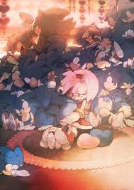 Then a blue hedgehog walk and sat next to her. Sonamy Sad Promotions
