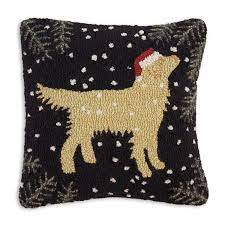 Schnauzer blue graphic polyester 16 in. Golden Retriever Christmas Pillow