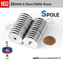 25mm x 3mm x hole 4mm N52 neodymium countersunk magnet rings ...