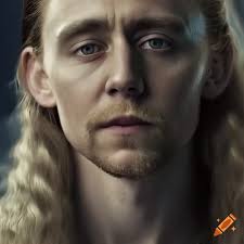 Fantasy art, young tom hiddleston as thor, long hair, no beard, symmetrical  face, high definition, 8k