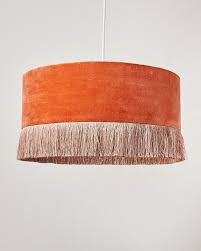 Vintage retro pendant light shade modern fabric drum lampshade bedroom kitchen. Ero Orange Velvet Tassel Drum Pendant Lampshade Oliver Bonas