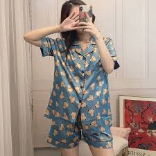 Get yourself some cute pj sets for a good night's rest. Ice Silk Pajamas Women Summer Short Sleeved Artificial Silk Cardigan Suit Cute Cartoon Sleepwear Shopee Philippines
