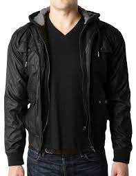 Le3no Mens Faux Leather Zip Up Moto Jacket With Detachable Hoodie Jackets Men Fashion Mens Outfits Hoodie Fashion
