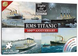 Rms titanic () was a british passenger liner that sank in the north atlantic ocean in the early hours of 15 april 1912 , after colliding with an iceberg during its maiden voyage from southampton to new york city. 4 Sight And Sound Titanic Jigsaw Puzzles 4 X 250 Piece Jigsaws With Cd By Cheatwell Games Shop Online For Toys In Fiji