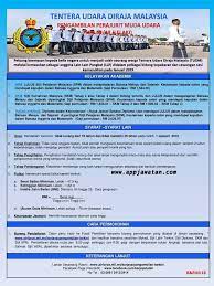 Anda berminat menjadi anggota tentera udara untuk perkhidmatan. Pengambilan Perajurit Muda Tentera Udara Diraja Malaysia Tudm 7 Ogos Hingga 3 Oktober 2018 Appjawatan Malaysia