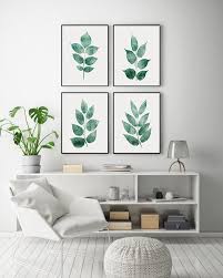 Set Of 4 Wall Art Living Room Wall Art Printable Leaf Wall Etsy Tropical Home Decor Decor Room Decor