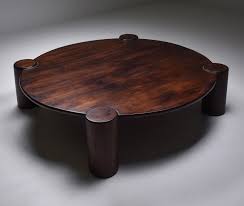 Solid wood mid century modern coffee dark wood coffee table: Brazilian Modern Large Round Coffee Table 1960s 160993