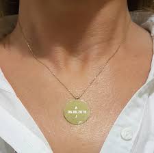 Shop 14k personalized name necklaces at unbeatable price points at jcpenney. 14k Real Solid Gold Personalized Custom Name Letter Initial Engraved Round Disc Chain Necklace For Women Latika Jewelry