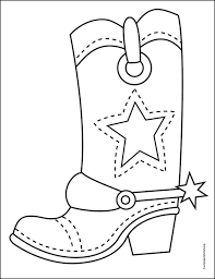 Easy How To Draw Cowboy Boots Tutorial And Cowboy Boot Coloring Page