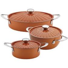 Rachael Ray Cucina Oven To Table Nonstick Covered Casserole Cookware Set Of 3 Pumpkin Orange 05276 Cookware Set Nonstick Cookware Set Pots And Pans Sets