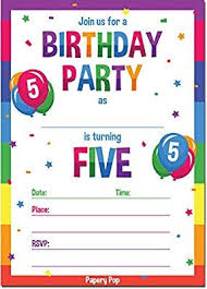 Birthday Invitation Card For 4 Year Old Boy Amazon Com Papery Pop 5th Birthday Party Invitations With Envelopes 15 Count 5 Year Birthday Invitations Kids Birthday Invitations Party Invitations Kids