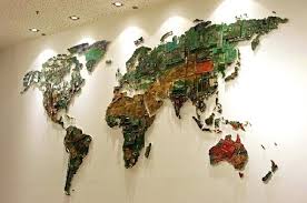 Upcycled World Map Brings E Waste Into Focus Recycled Art Giant World Map Map Art
