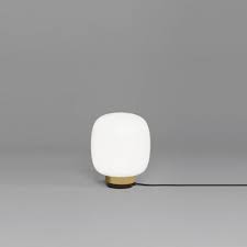 A richly textured body in gloss white and textural fabric shade give the. Tooy Legier Small Led Table Lamp With White Glass Brushed Brass