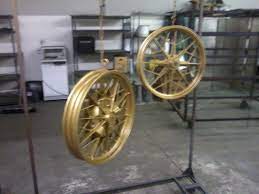 These Motorcycle Rims Were Powdercoated In A Sun Gold Finish For More Info Reach Me 480 235 4343 Or Send Me A Message To Rud Motorcycle Rims It Is Finished