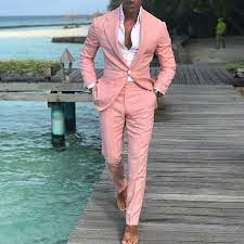 2020 Latest Coat Pants Designs Summer Beach Men Suits Pink Suits For Wedding Ball Slim Fit Groom Best Men Male Suit 2 Pieces Mens Fashion Gear Fashionable Suits Upscale Mens Attire