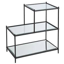 Featuring an open modern design that provides 3 spacious glass shelves for decoration, collections or art objects. Alistair 3 Tier Black Frame Glass Top Accent Table