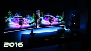 Ultimate Clean Gaming Setup 2016 Evolution Dual Monitors Gaming Workstation Youtube