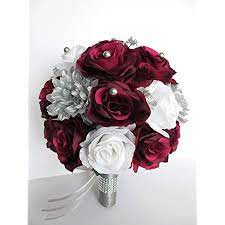 Check spelling or type a new query. Amazon Com Wedding Flowers Silk Bridal Bouquet Burgundy Wine Silver Gray 17 Piece Package Wedding Bouquets Wedding Flower Arrangements Rosesanddreams Home Kitchen