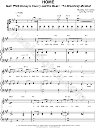 Home From Beauty And The Beast The Broadway Musical Sheet Music In A Major Transposable Download Print Sheet Music Beauty And The Beast Music