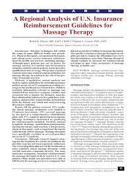 Abmp (associated bodywork and massage professionals). Pdf A Regional Analysis Of U S Insurance Reimbursement Guidelines For Massage Therapy