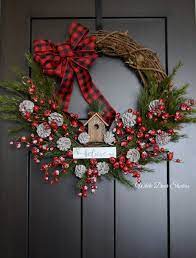 Christmas Believe Evergreen And Red Berry Oversized Front Door Wreath With Red Buffalo Plaid Bow Christmas Wreaths Christmas Wreaths Diy Holiday Wreaths