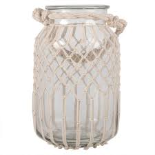 Lanterne En Verre Macrame En Corde Maisons Du Monde Lanternes En Verre Lanterne Objet Deco