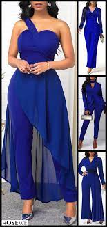 Elegant Blue One Shoulder Jumpsuit Fashion Jumpsuits For Women Jumpsuit Fashion