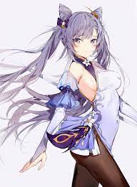 1193777 artwork, vertical, Silver (artist), dress, portrait display,  digital art, twintails, anime, purple hair, keqing (genshin impact),  sideboob, anime girls, Genshin Impact, pantyhose, purple eyes, 2D - Rare  Gallery HD Wallpapers